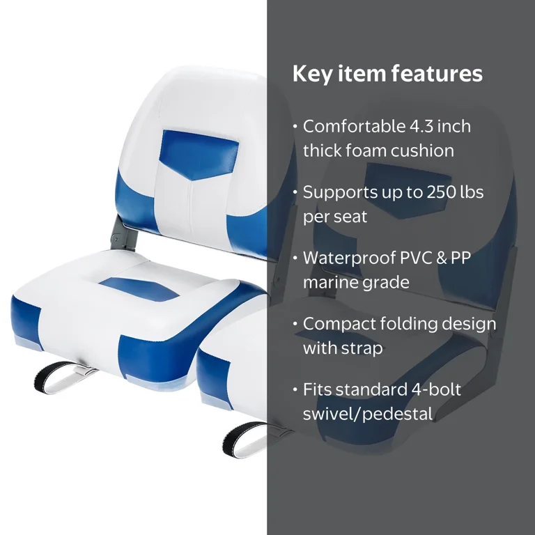 Costway 2-Pack Low Back Folding Fishing Boat Seats with Stainless 