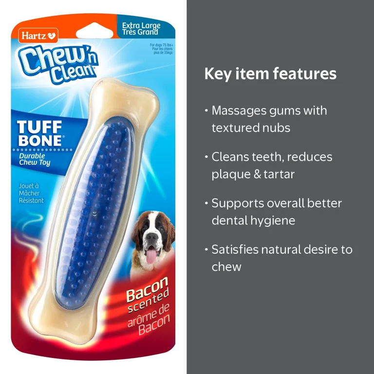 Hartz, Chew 'n Clean Tuff Bone Dog Chew Toy, XL, Nylon - Walmart.com