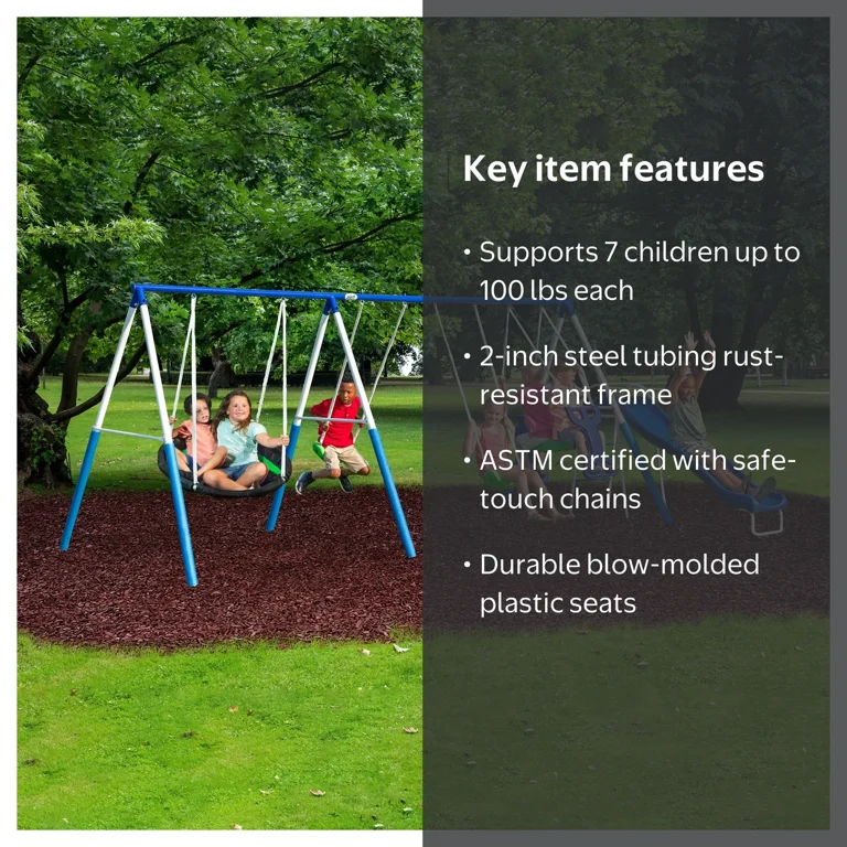 XDP Recreation All Star Metal Swing Set, Playground Playset for 7