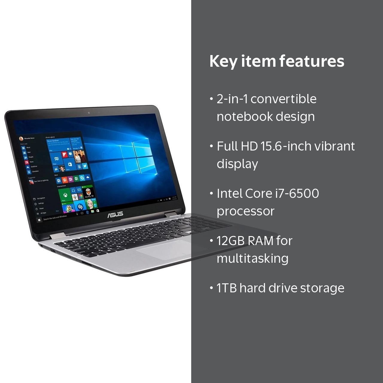 ASUS R518UA-RH71T Convertible 2-in-1 Full HD 15.6
