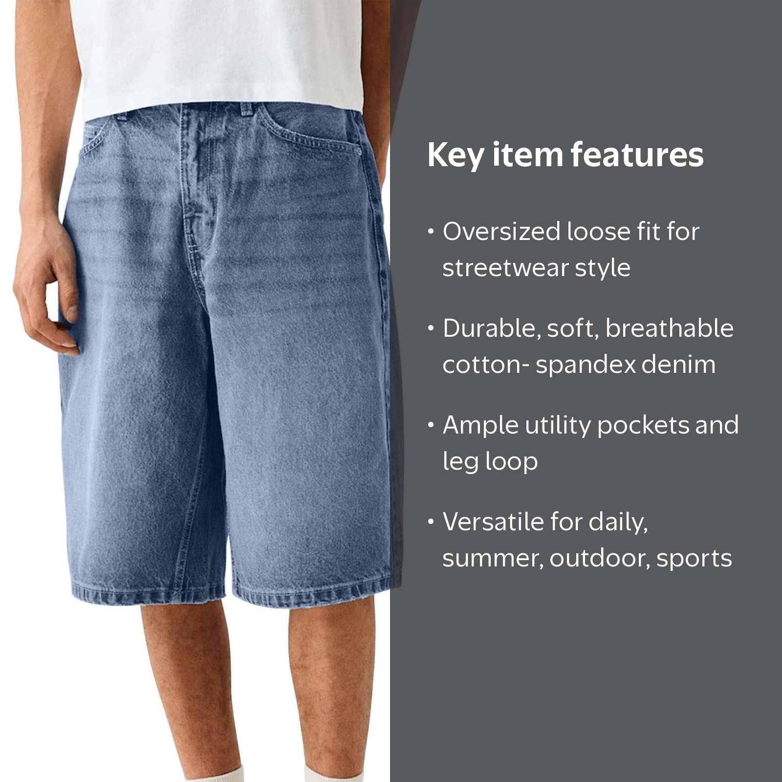 Baggy Cargo Shorts for Men Elastic Waist Jorts Oversized