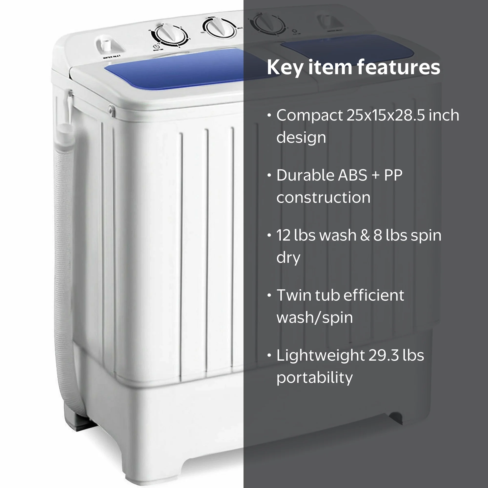 Gymax 17.6 lbs Washer Spinner Compact Portable Washing Machine