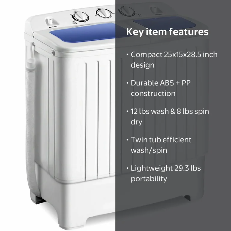 Gymax 17.6 lbs Washer Spinner Compact Portable Washing Machine