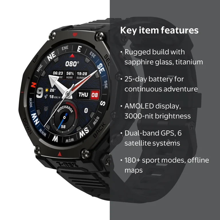 Amazfit, Smart Watch, Outdoor T-Rex 3 Pro, Sapphire AMOLED, 48mm