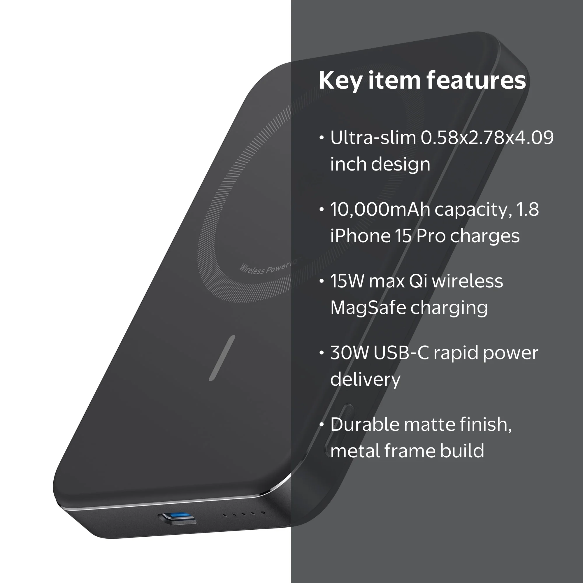 Anker MagGo Qi2 Ultra-Slim Magnetic Power Bank, 10,000mAh, 15W