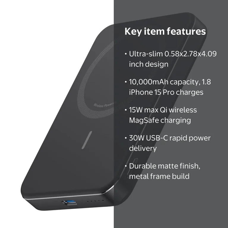 Anker MagGo Qi2 Ultra-Slim Magnetic Power Bank, 10,000mAh, 15W