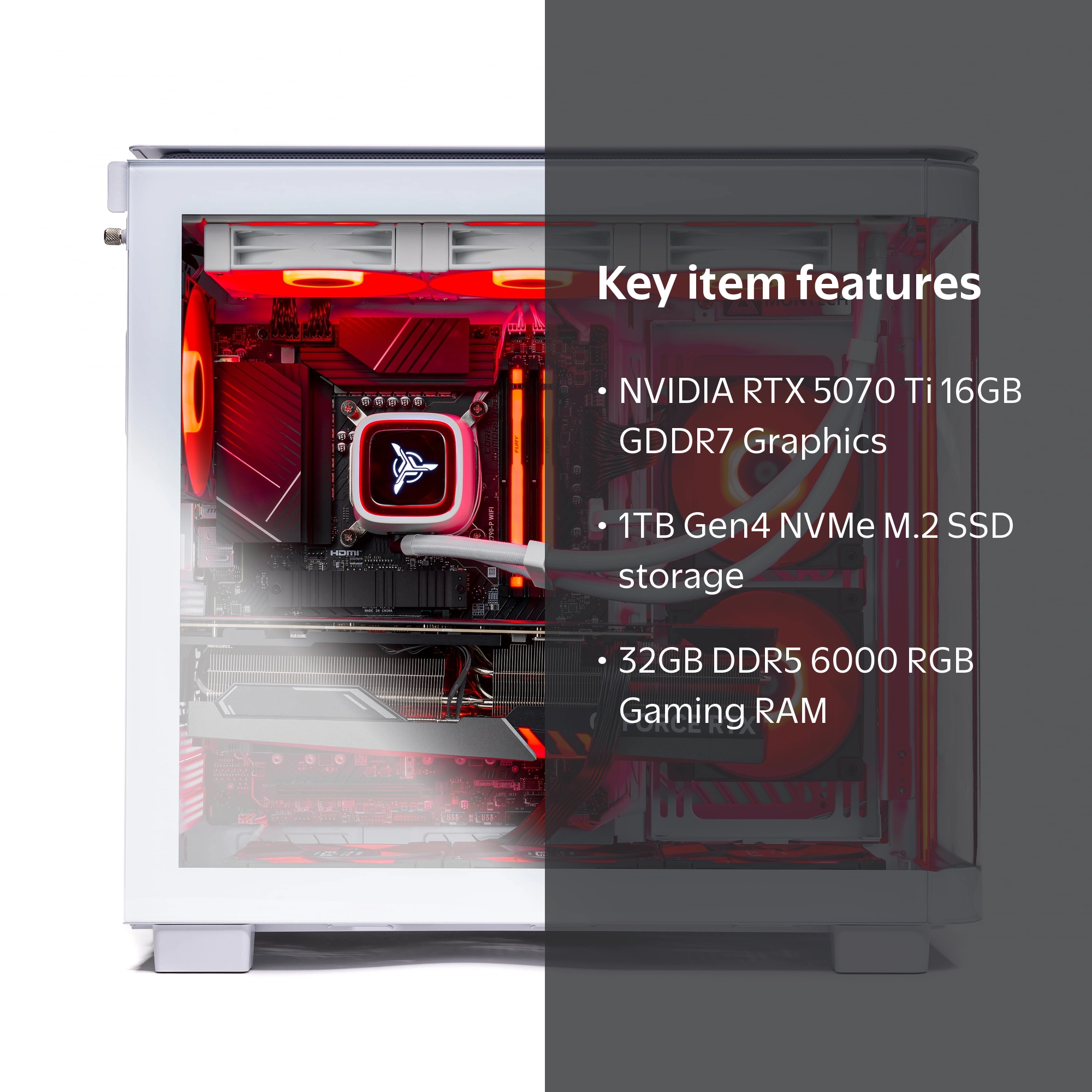 Skytech King 95 Gaming PC AMD Ryzen 7 7800X3D, RTX 5070 Ti, 32GB
