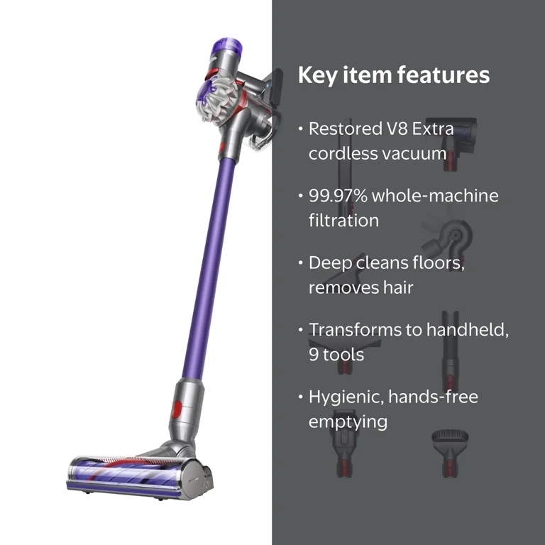 Dyson, Restored Premium V8 Extra Cordless Vacuum, Purple - Walmart.com