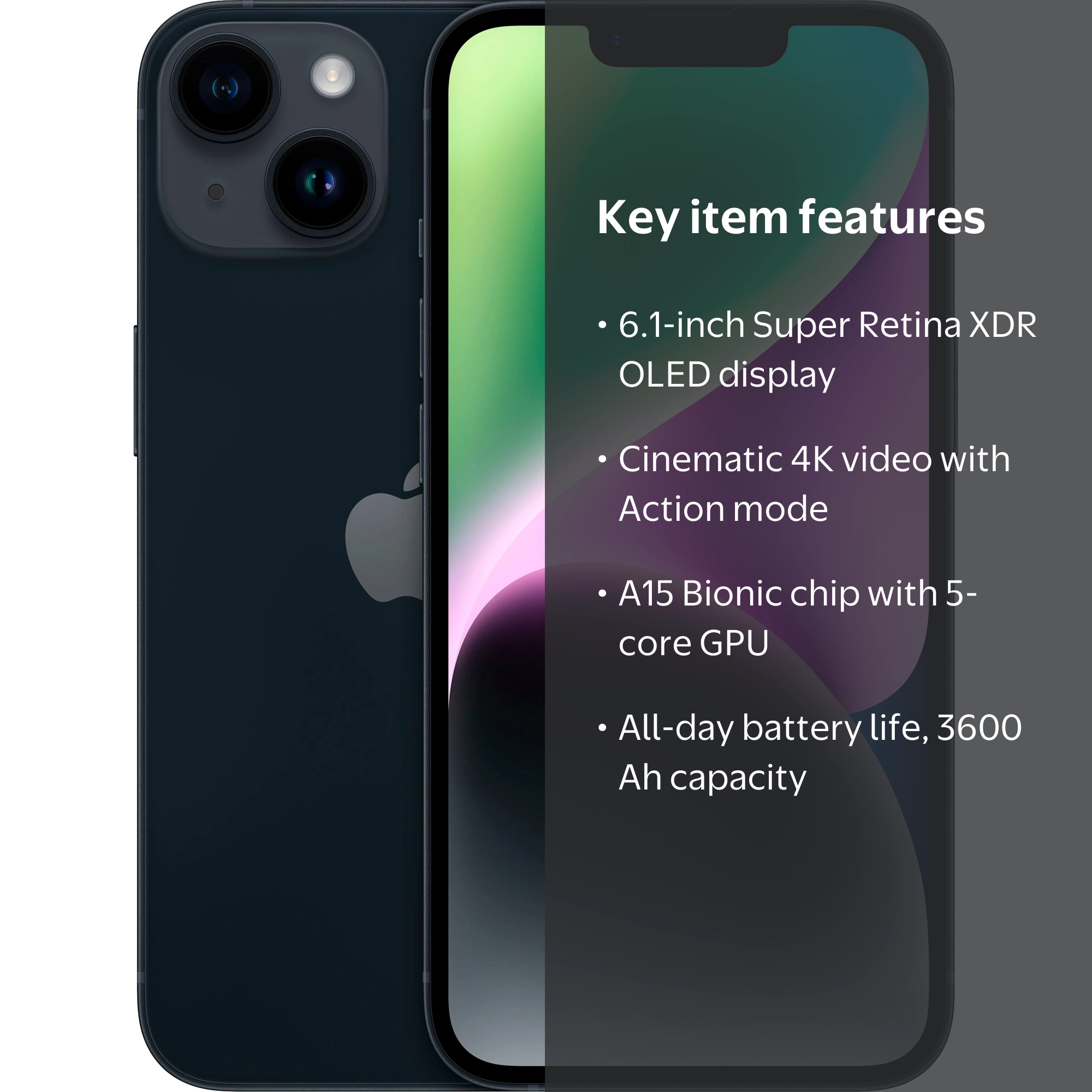 Unlocked for All Carriers, Apple, iPhone 14, Cell Phone, 256GB