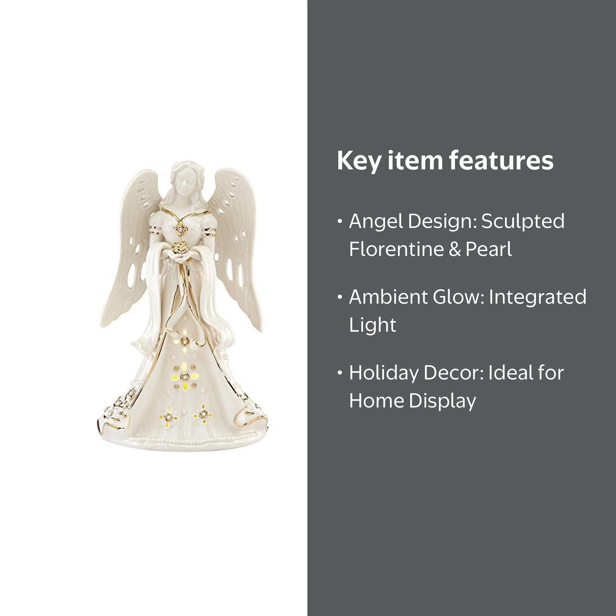 Lenox Florentine & Pearl Angel Figurine, Porcelain, Lighted