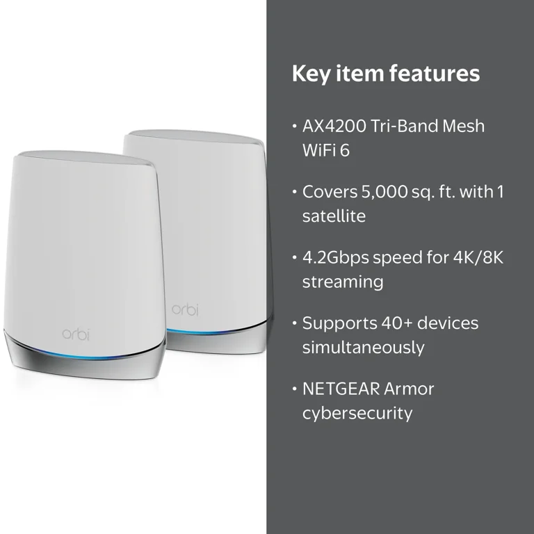NETGEAR Orbi AX4200 Wireless Network Tri-Band Mesh WiFi 6 System