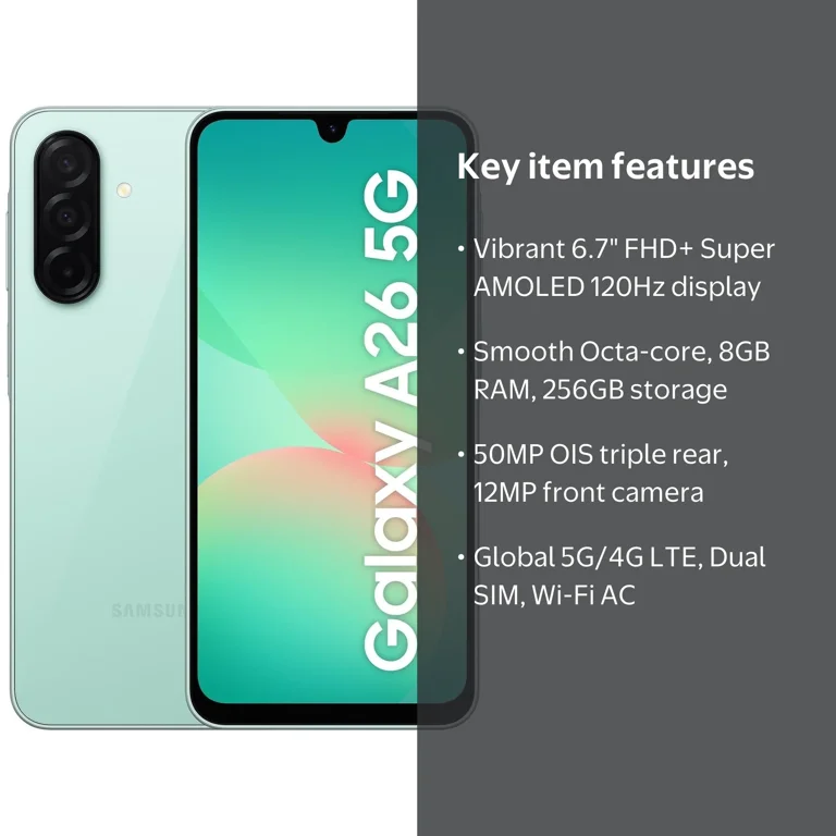 Samsung Galaxy A26 5G Ai, 256GB + 8GB, Green, 6.6