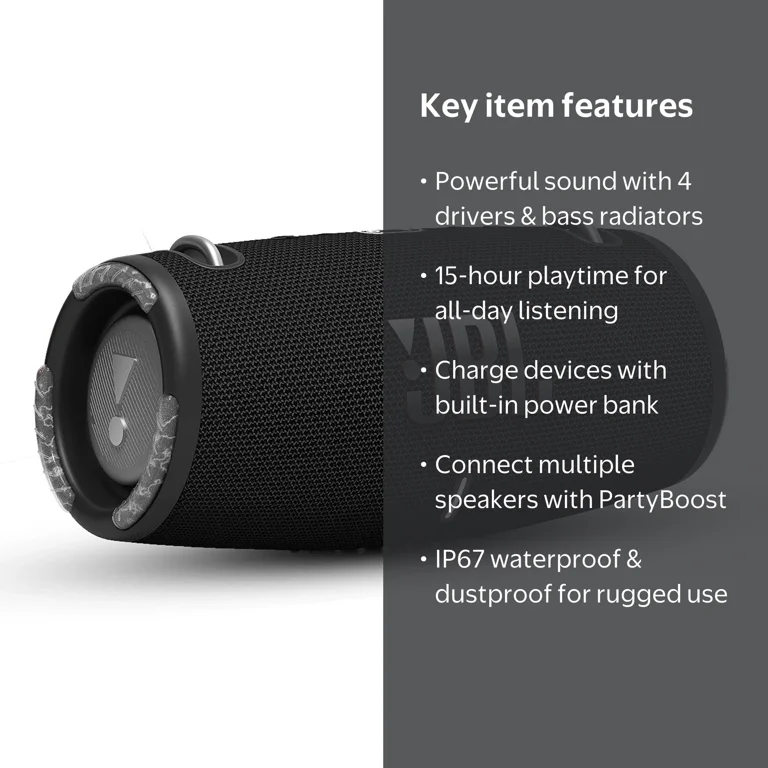 JBL Xtreme 3 Waterproof Portable Bluetooth Speaker - Black