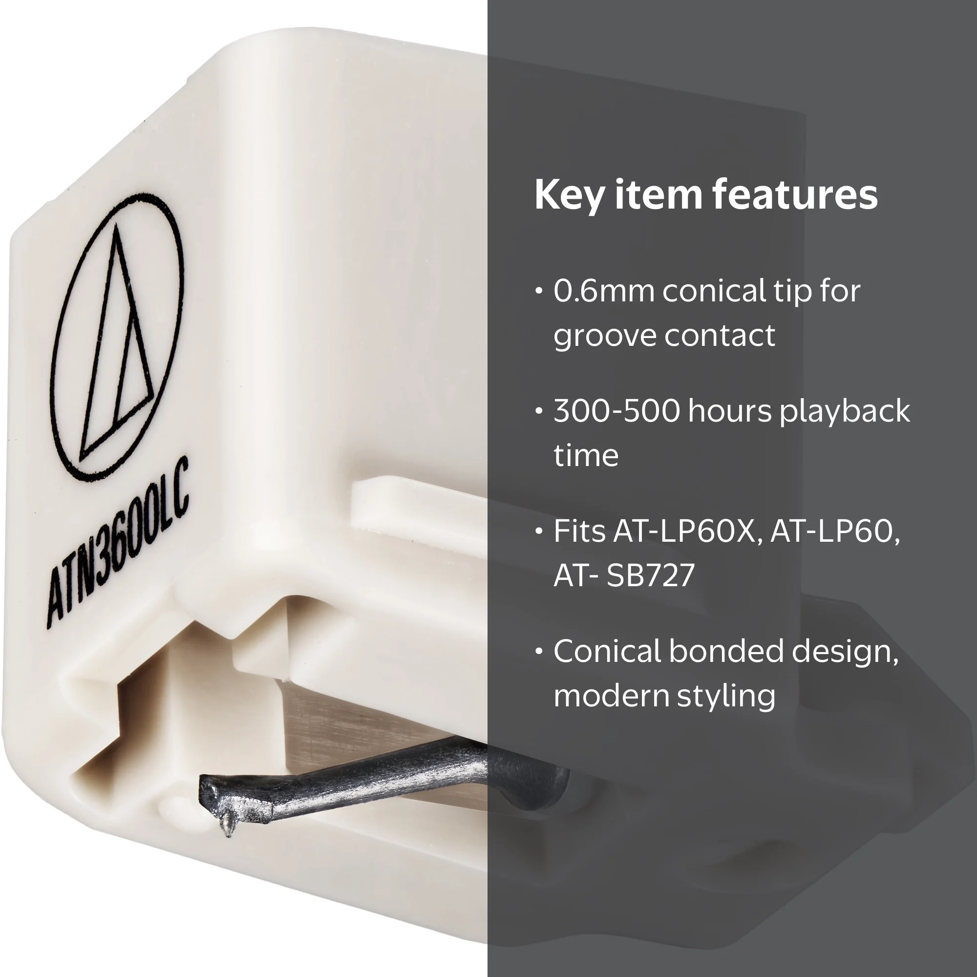 Audio Technica ATN3600LC Conical Stylus (White) - Walmart.com