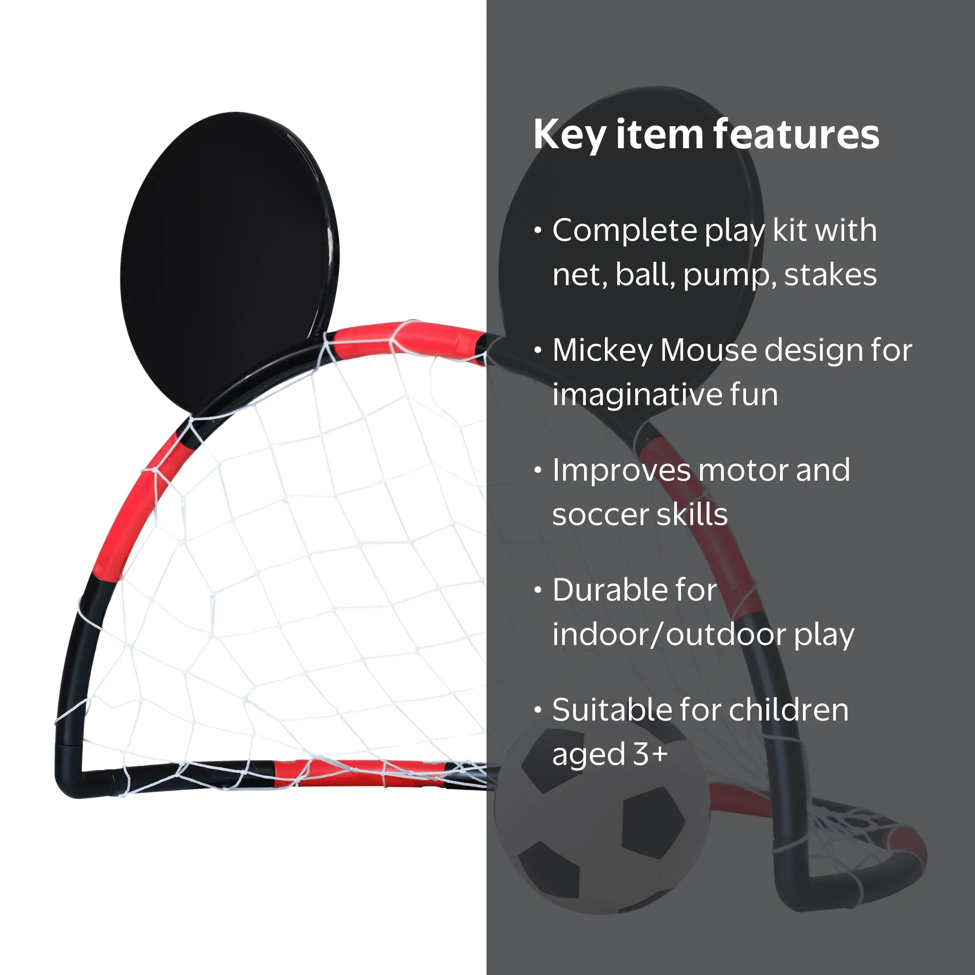 Disney Mickey Mouse Soccer Net with Ball & Pump, Multicolor, Kids