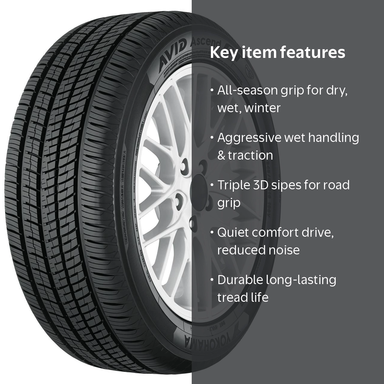 Yokohama Avid Ascend GT 235/40R19 96V XL All Season Tire Fits