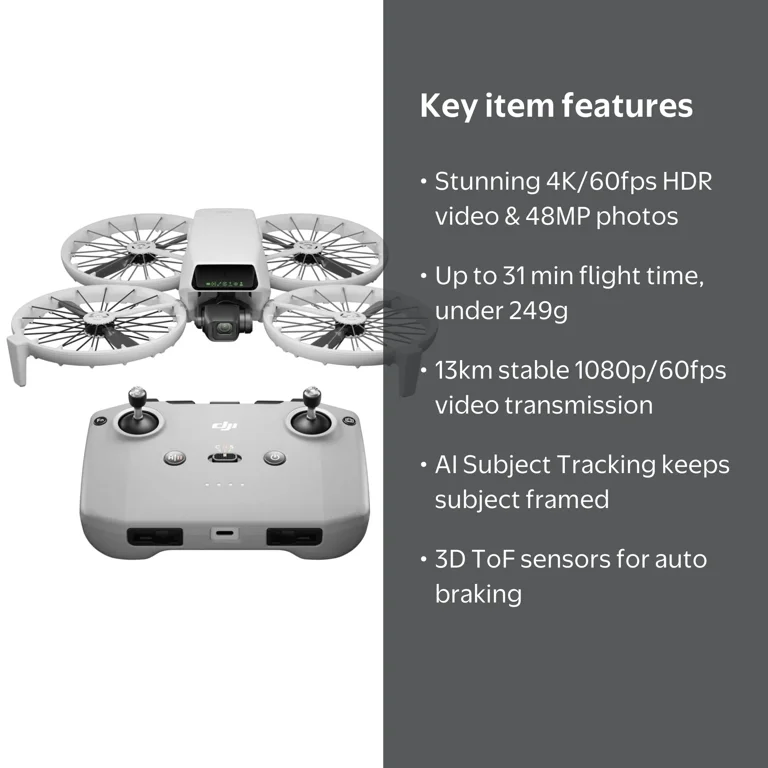 DJI Flip Drone with RC-N3 Remote Controller, 48MP 4K HDR Video