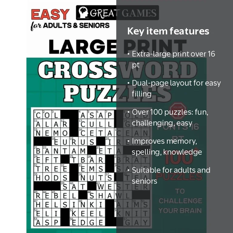 Crossword Puzzles for Adults Large Print: Easy-to-Read Puzzles for