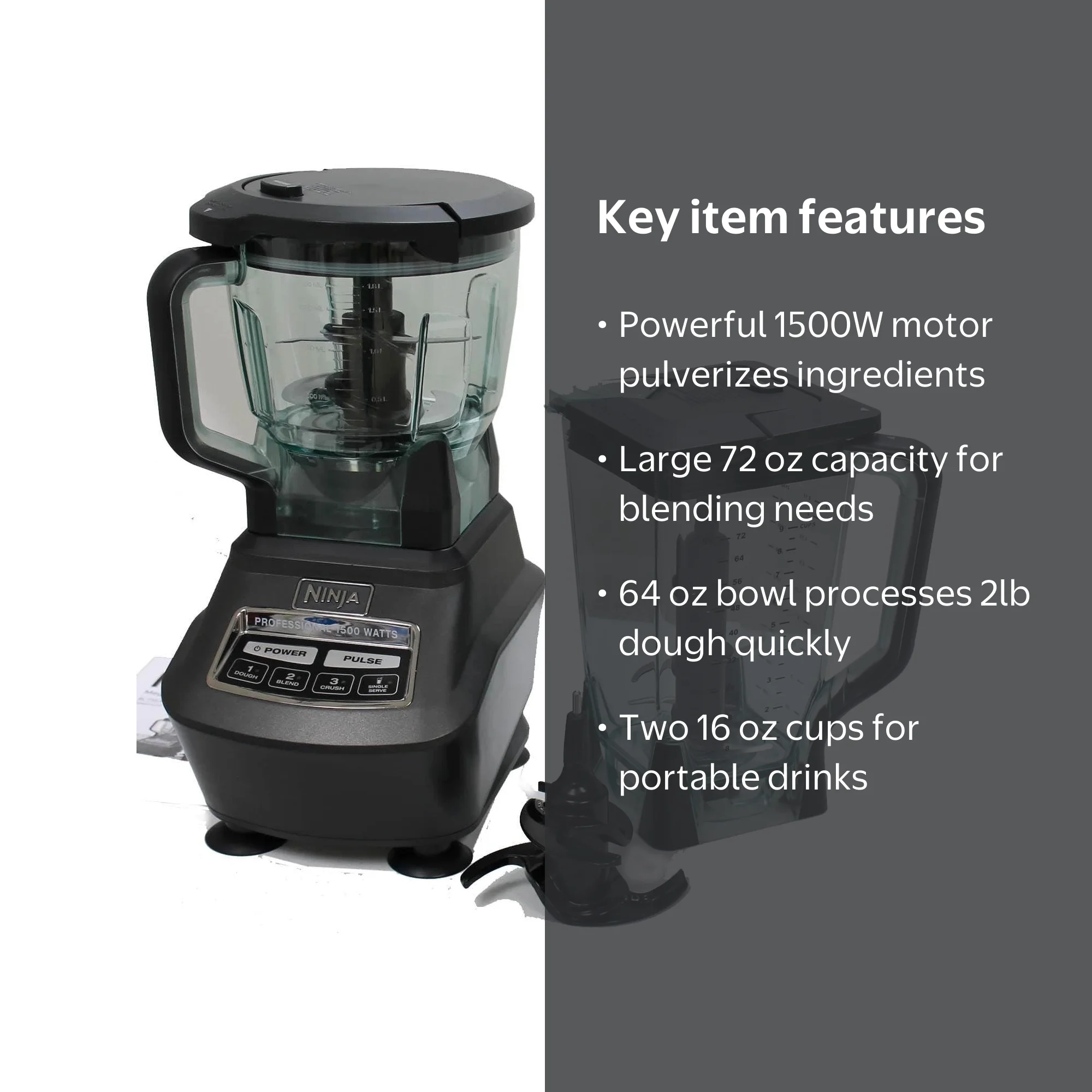Ninja Mega Kitchen System: 1500W Blender with 72oz Total Crushing