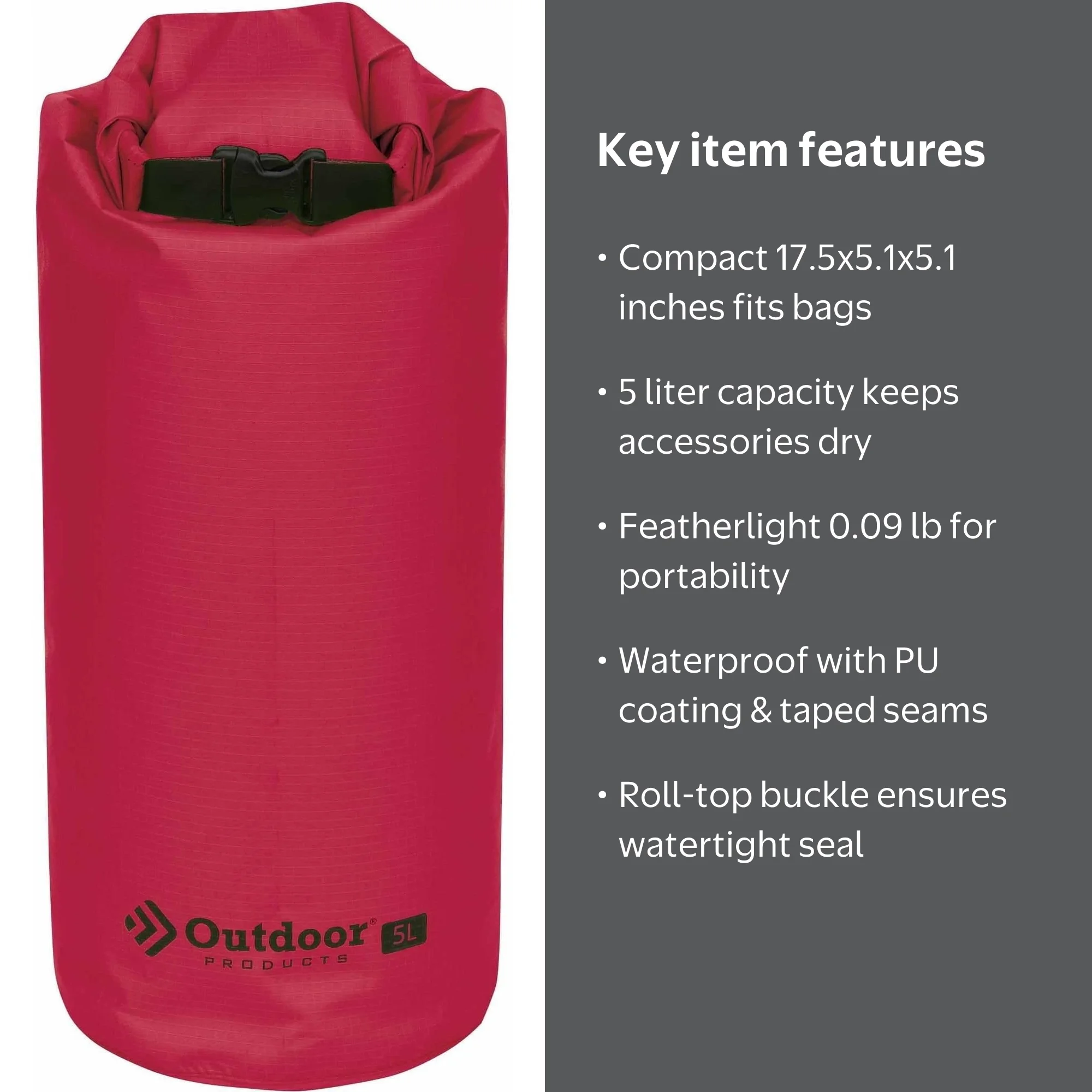 Outdoor Products 5 L Go Dry Camping Bag - Ultra Lightweight, Super