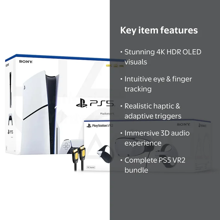 PlayStation 5 PSVR2 Deluxe Combo, 4K HDR Gaming, Eye Tracking