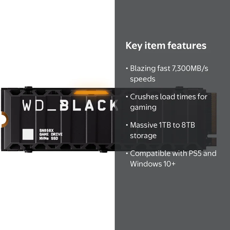 WD BLACK, NVMe SSD, 8TB SN850X with Heatsink, Gaming Internal