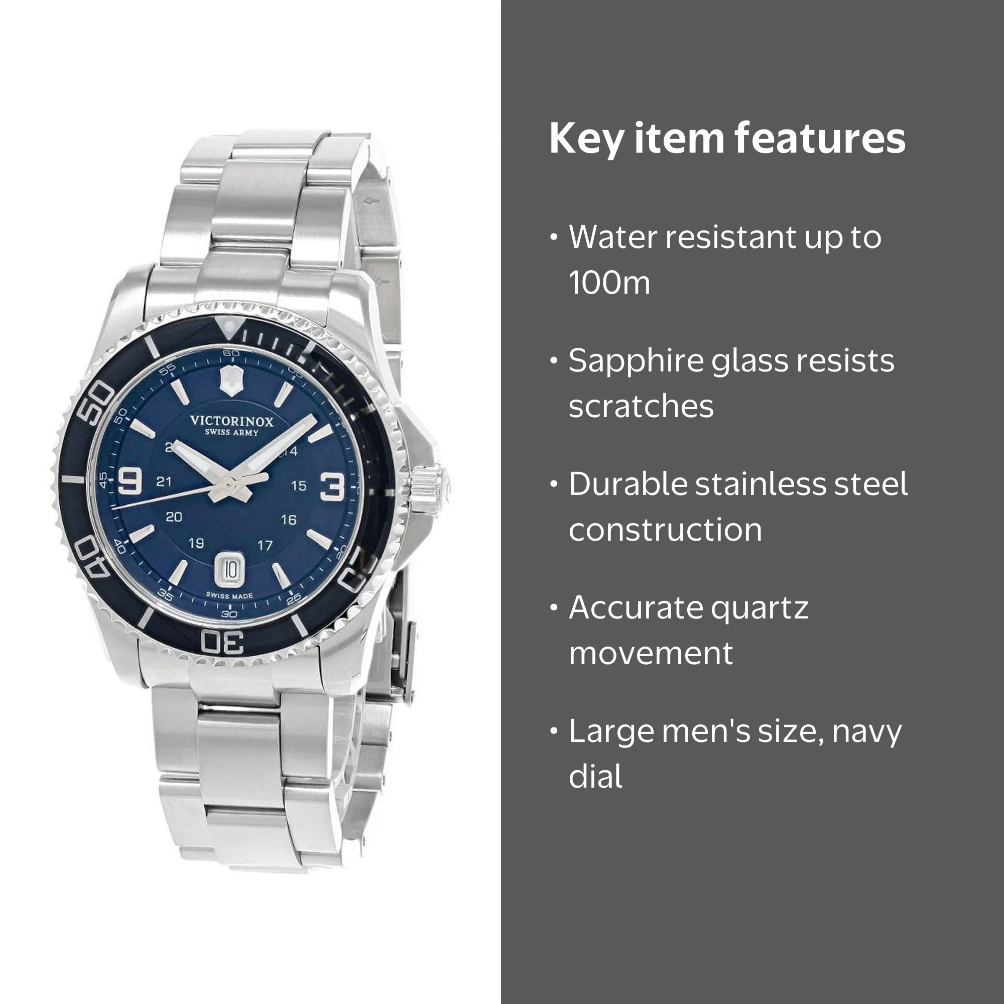 Swiss Army Men's 241602 Maverick Large Watch Stainless Steel