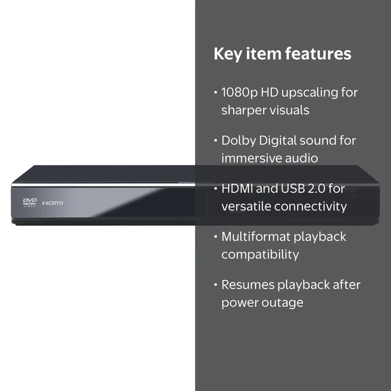 Panasonic, DVD Player, 1080p HD Upscaling, Dolby Digital System