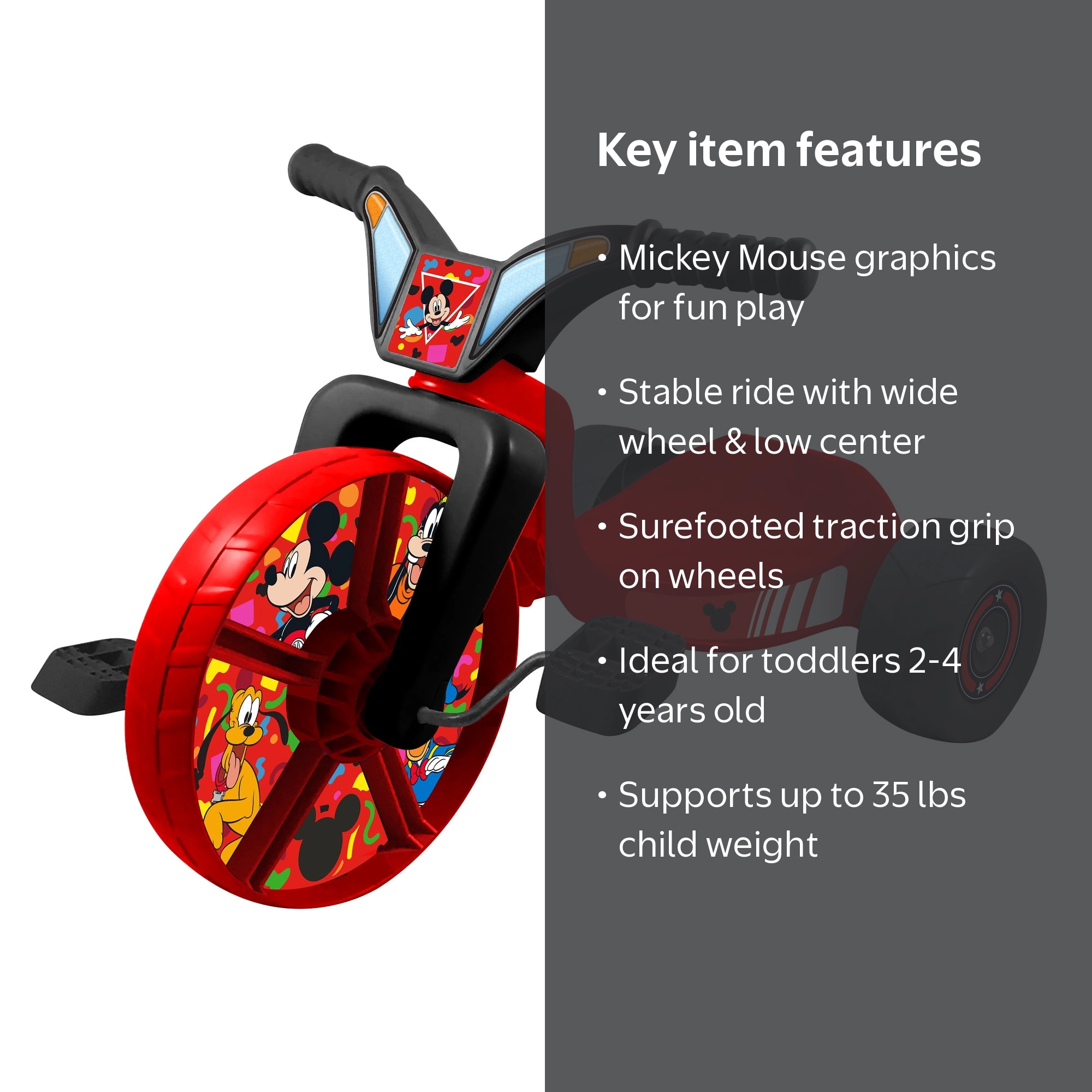 Fly Wheel Mickey Mouse Junior Cruiser Tricycle with 10 inch Front