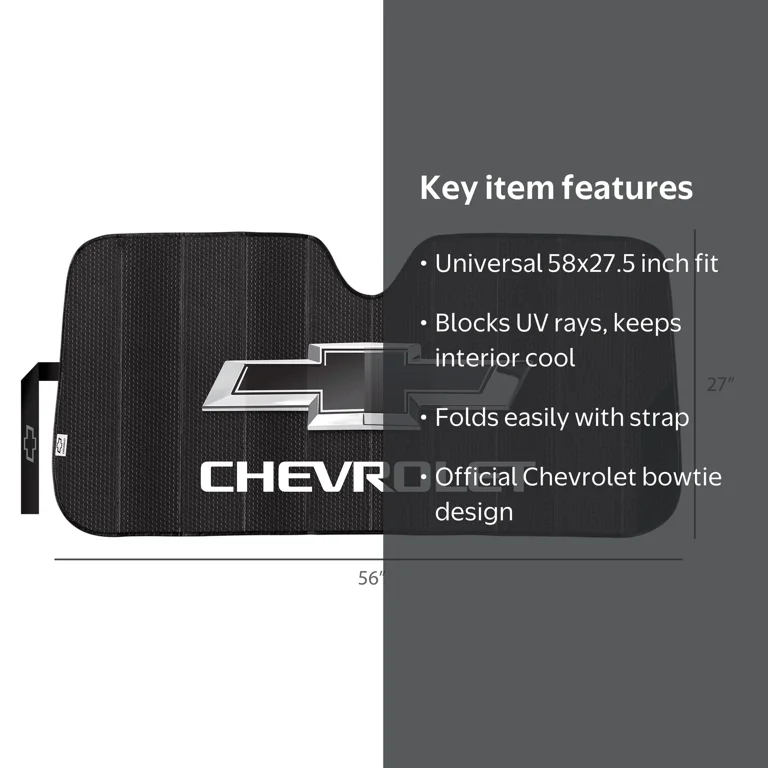 Plasticolor, Chevrolet Sunshade, 58‚Äù x 27.5‚Äù, Accordion Black
