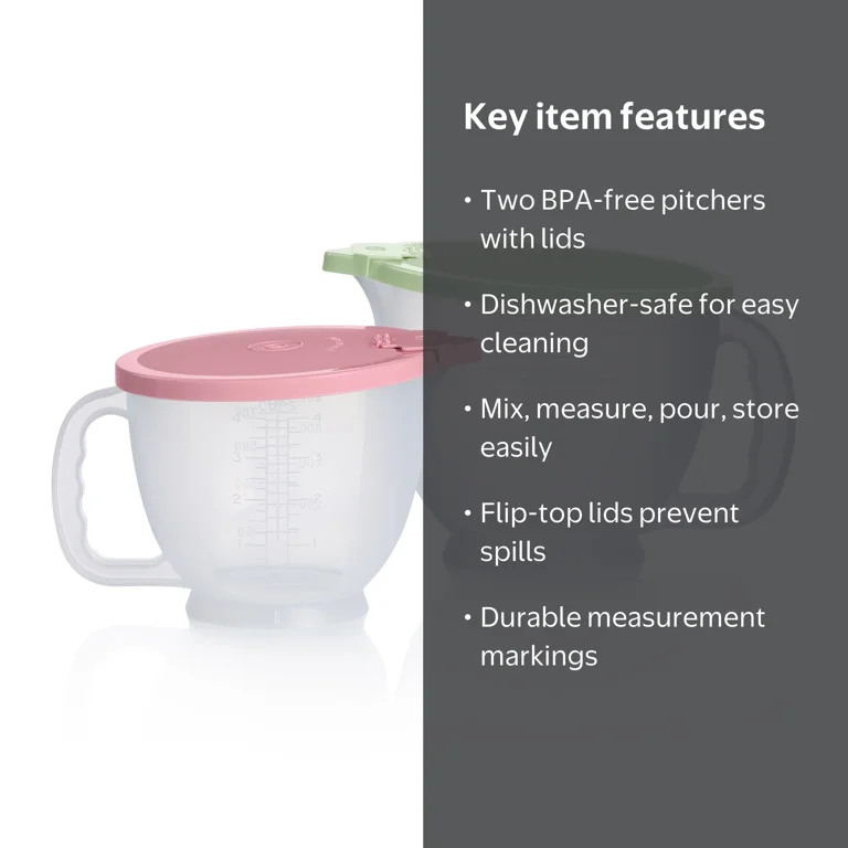 Tupperware Classic Mix-N-Store Plastic Pitcher Set with Lids (2