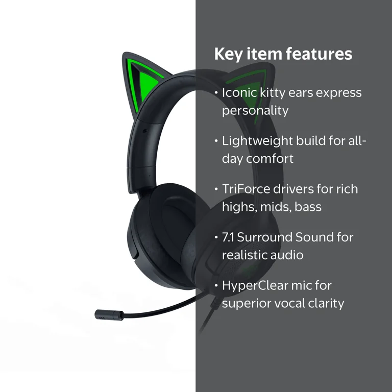Razer Kraken Kitty V3 X Wired Kitty Headset for Gaming, 3.5mm