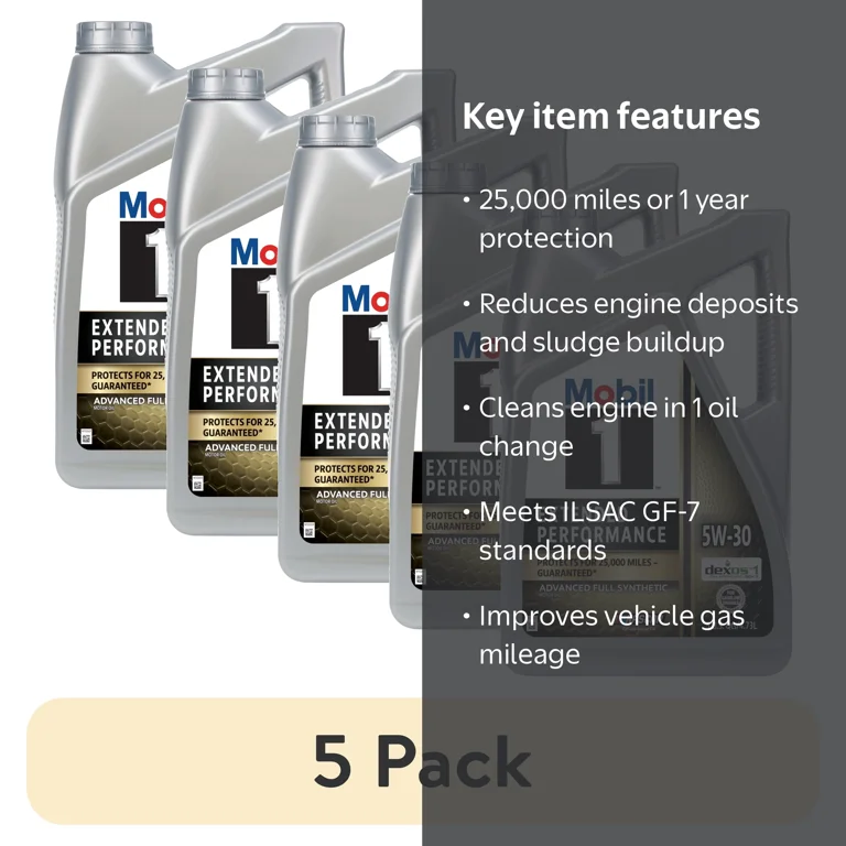 5 pack) Mobil 1 Extended Performance Full Synthetic Motor Oil 5W