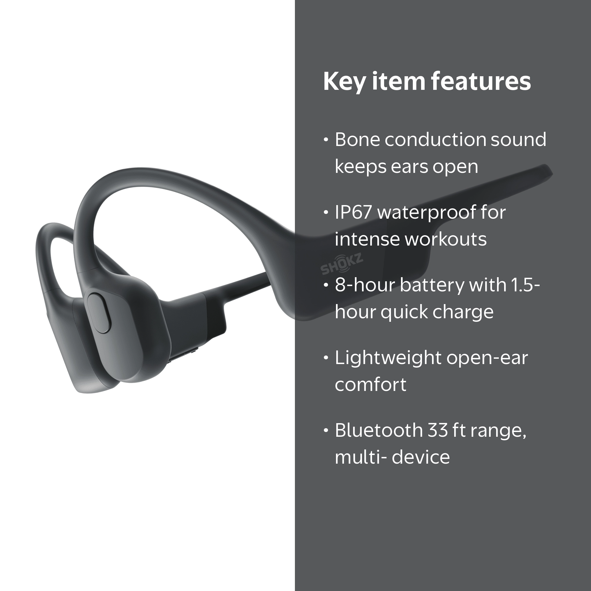 Shokz Open Run Wireless Bone Conduction Headphones with Mic