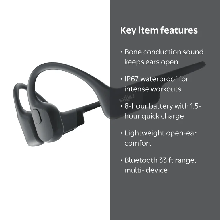 Shokz Open Run Wireless Bone Conduction Headphones with Mic