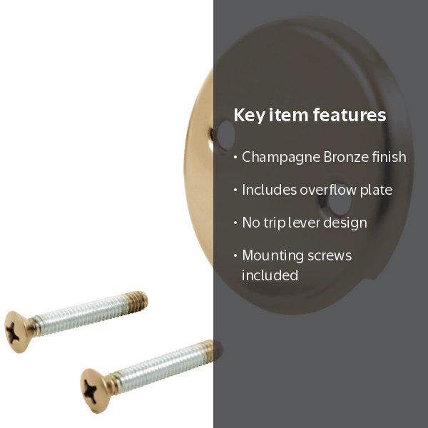 Delta Overflow Plate & Screws - No Trip Lever in Champagne Bronze