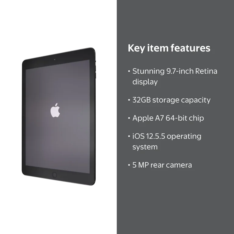 Apple iPad Air 1st Gen (Wi-Fi, 32GB, Space Gray) - Model A1474