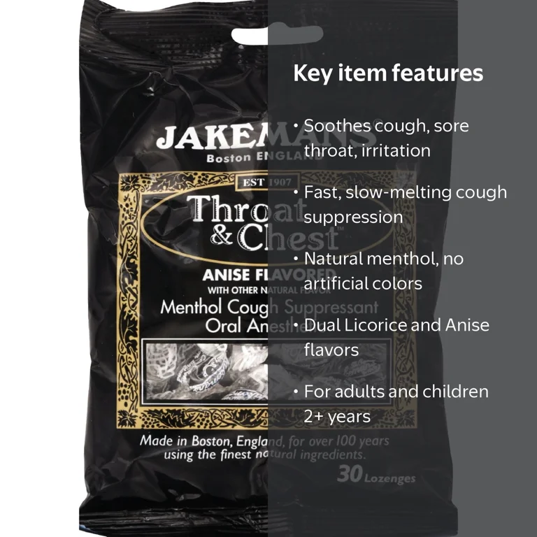 Jakemans Lozenge - Throat And Chest - Licorice - 30 Count HSA/FSA