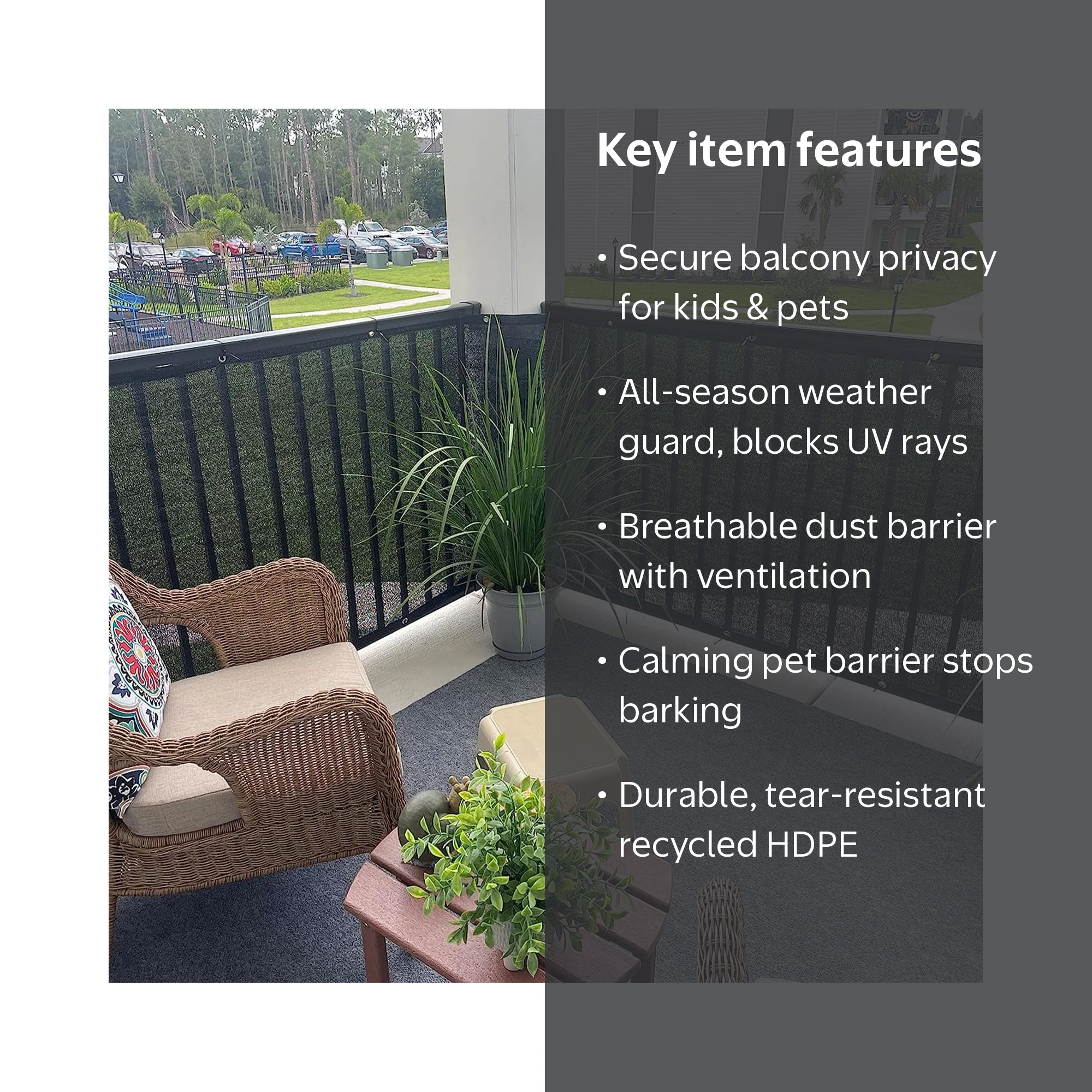 Balcony Privacy Screen 3x16 ft Apartments Railing Cover for Porch