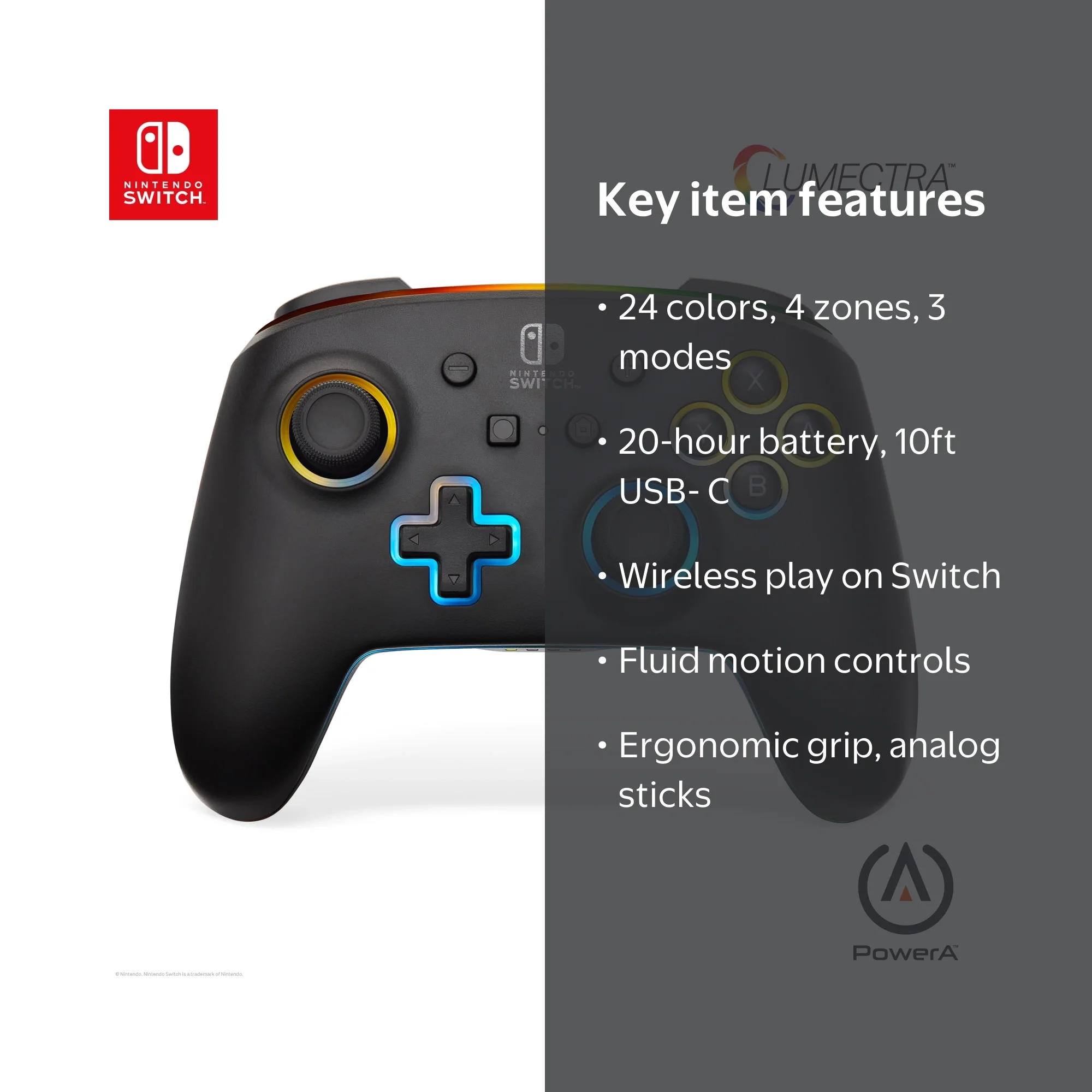 PowerA Enhanced Wireless Controller for Nintendo Switch + Lumectra
