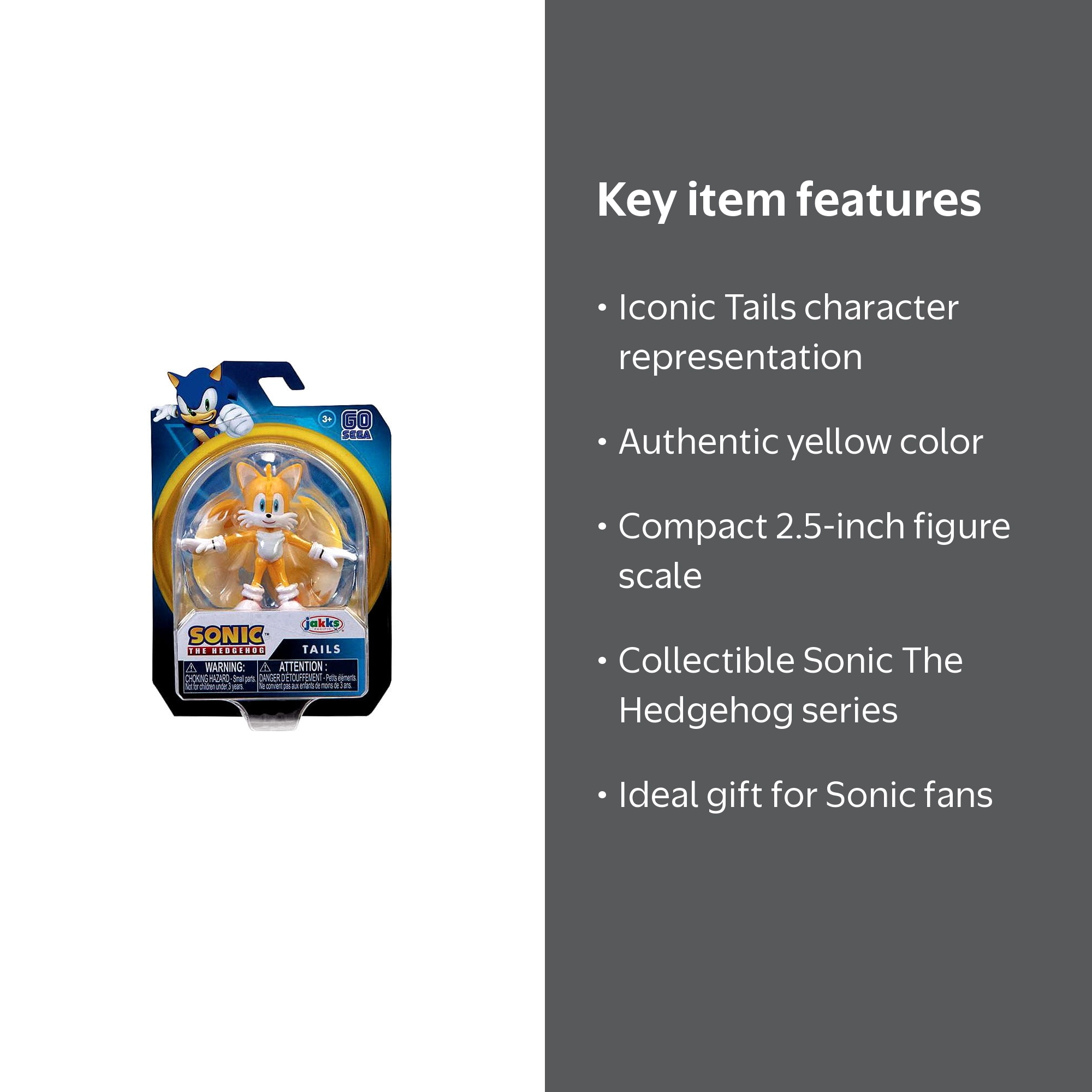 Jakks Pacific Sonic The Hedgehog 2020 Wave 3 Tails, Yellow, 2.5 in