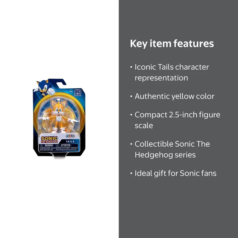 Jakks Pacific Sonic The Hedgehog 2020 Wave 3 Tails, Yellow, 2.5 in