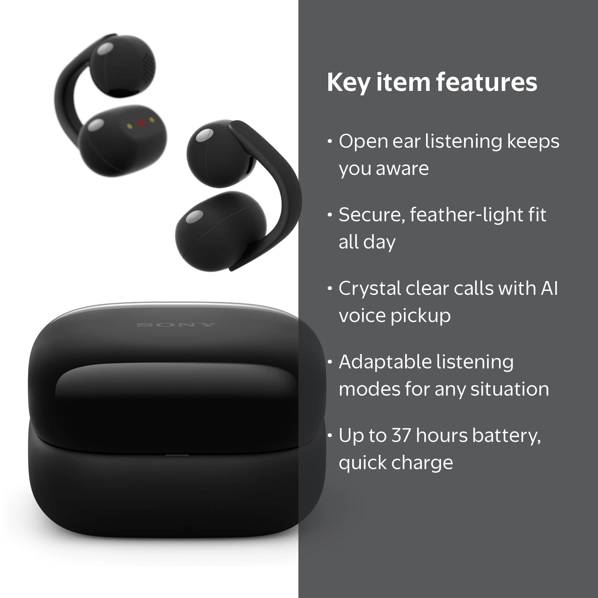 Sony, Open Ear Wireless Earbuds, LinkBuds Clip, Black - Walmart.com