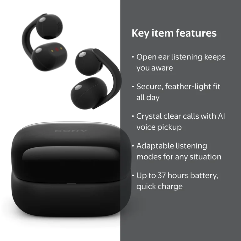 Sony, Open Ear Wireless Earbuds, LinkBuds Clip, Black - Walmart.com