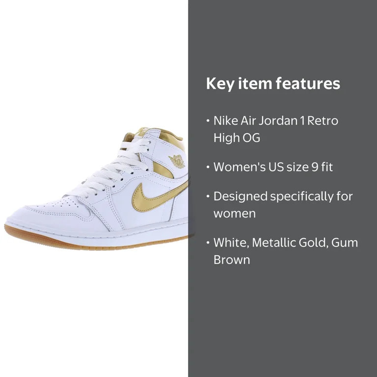 Women's Jordan 1 Retro High OG White/Metallic Gold (FD2596 107