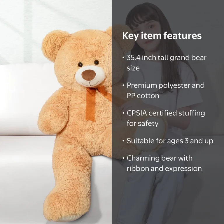 MorisMos, Teddy Bear, 35.4 inches, Beige, Soft Plush Toy - Walmart.com