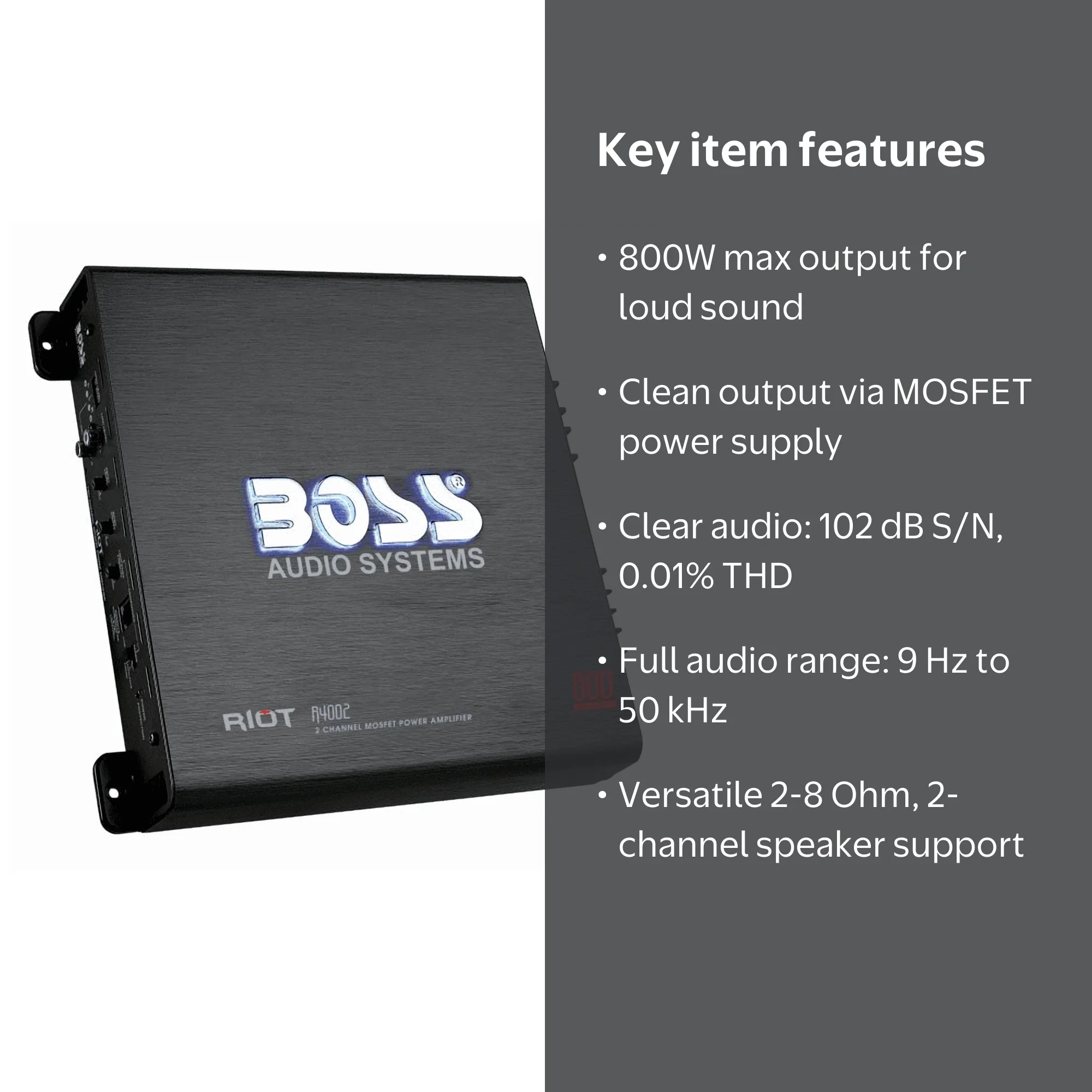 BOSS Audio Systems R4002 Riot Series Car Audio Amplifier, 2