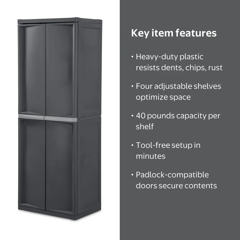 Sterilite, Plastic Storage Cabinets, Flat Gray, 4 Shelf - Walmart.com
