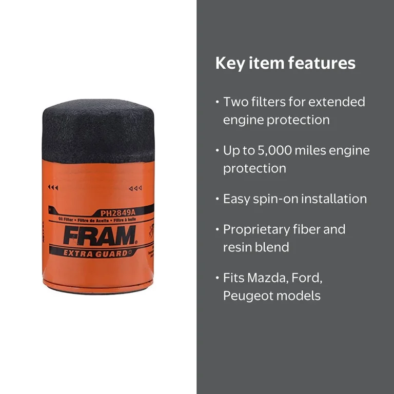 Fram PH2849A Extra Guard Passenger Car Spin-On Oil Filter (Pack of