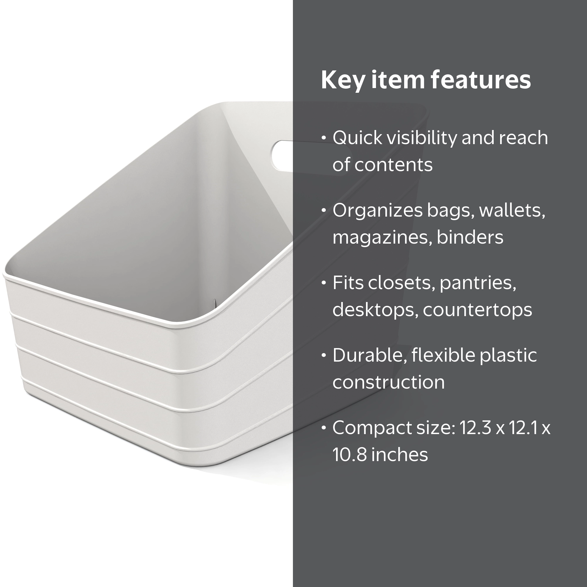 Mainstays Flexible Plastic Closet Storage Bin, Arctic White